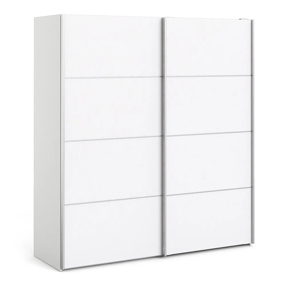 Verona Sliding Wardrobe 180cm in White with White Doors & 2 Shelves