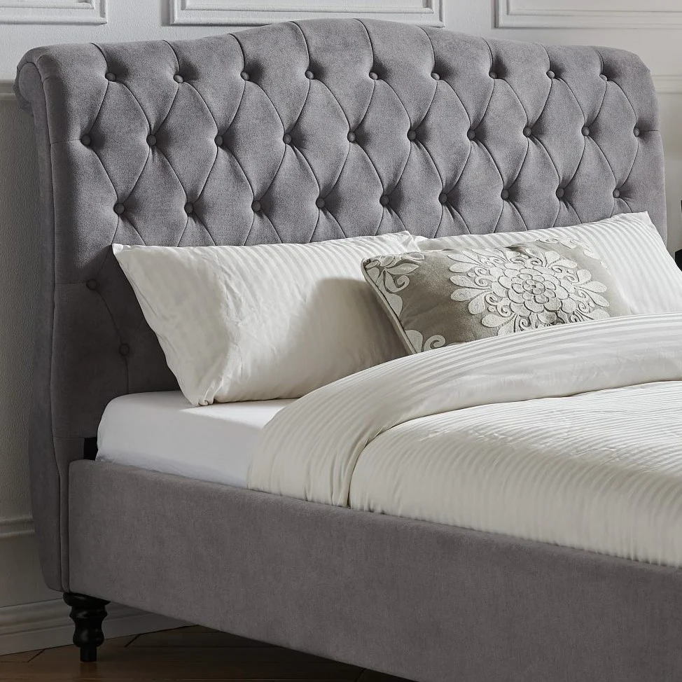 Rosa 4'6 Double Bed - Light Grey