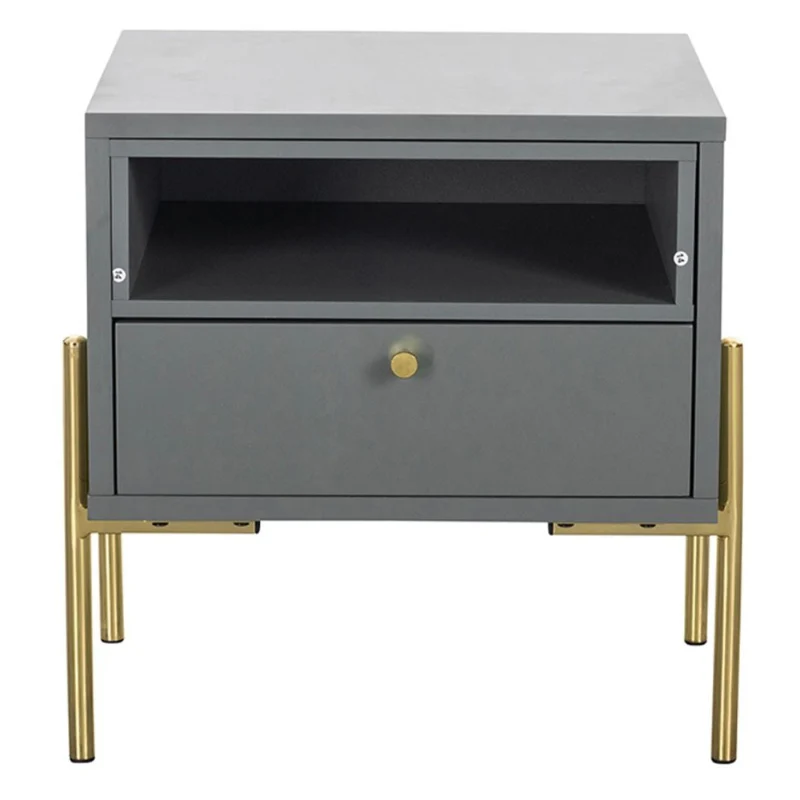 Madrid Grey & Gold Bedside Table