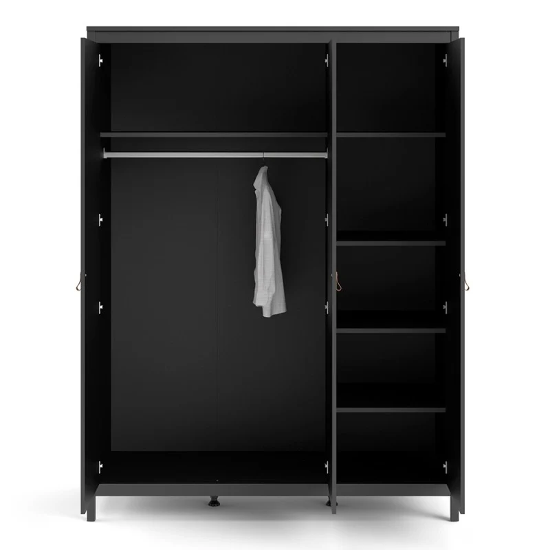 Barcelona 3 Door Wardrobe - Matt Black