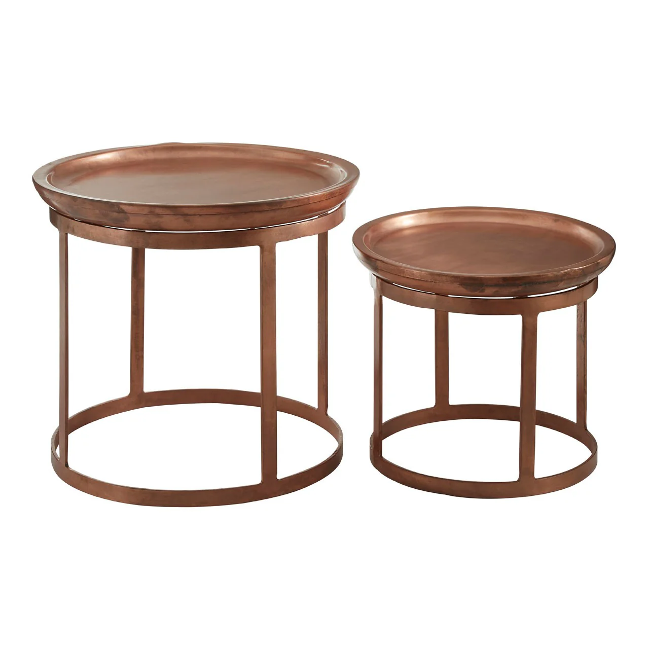 Crest Copper Finish Iron Tables - Set Of 2