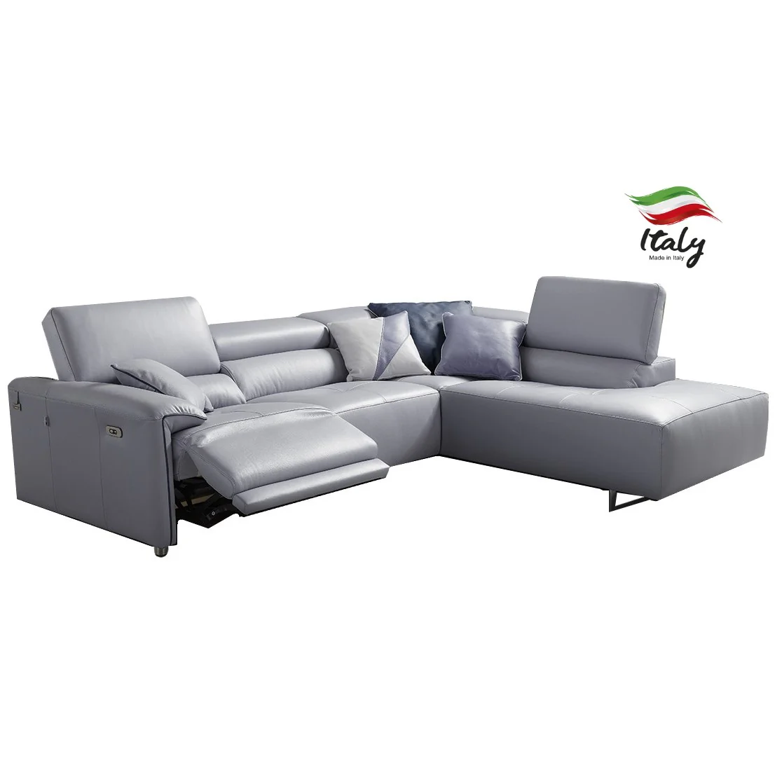 Brooklyn Italian Leather Power Recliner Corner Chaise End Sofa - Various Options