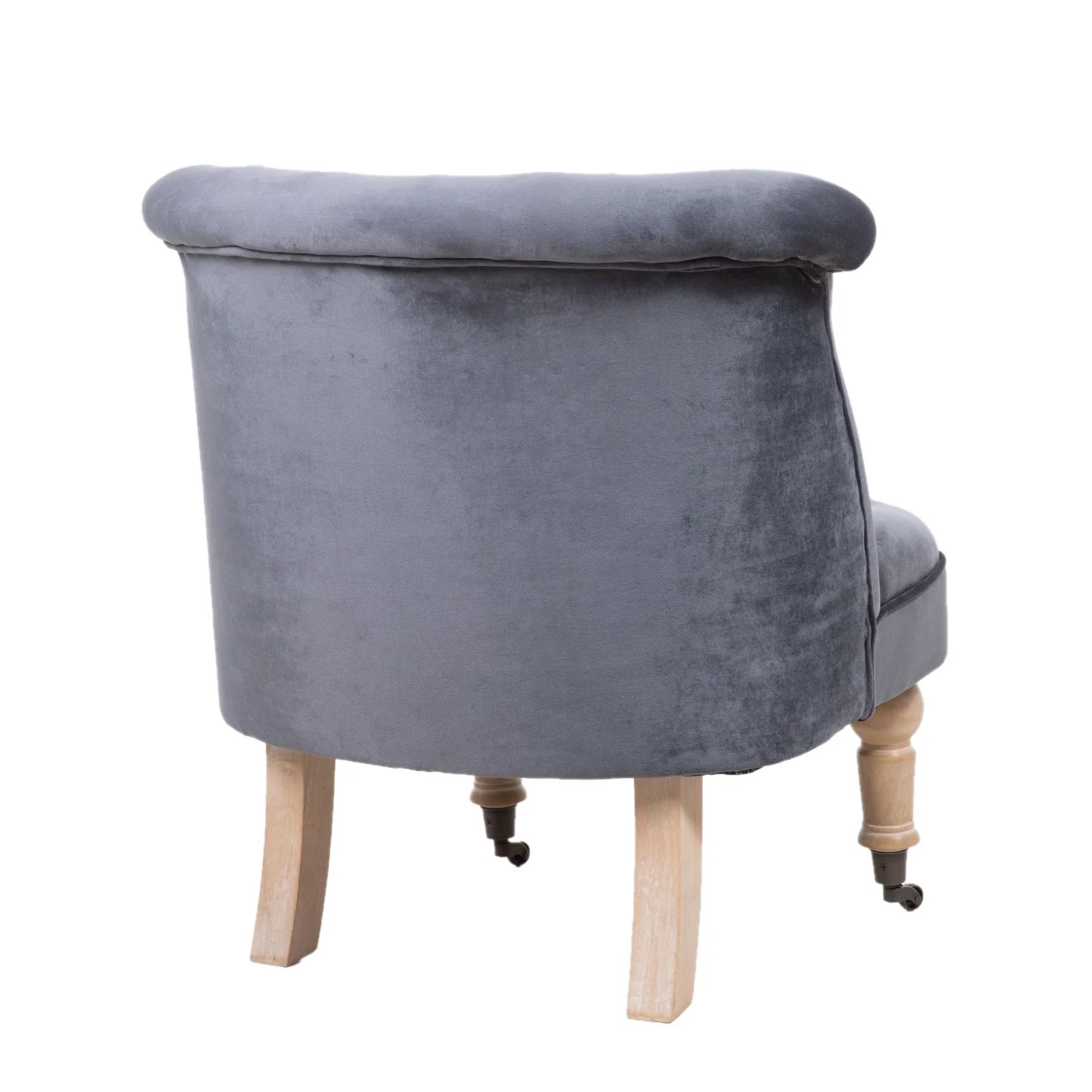 Dark Grey Velvet Cocktail Chair With Oak Legs