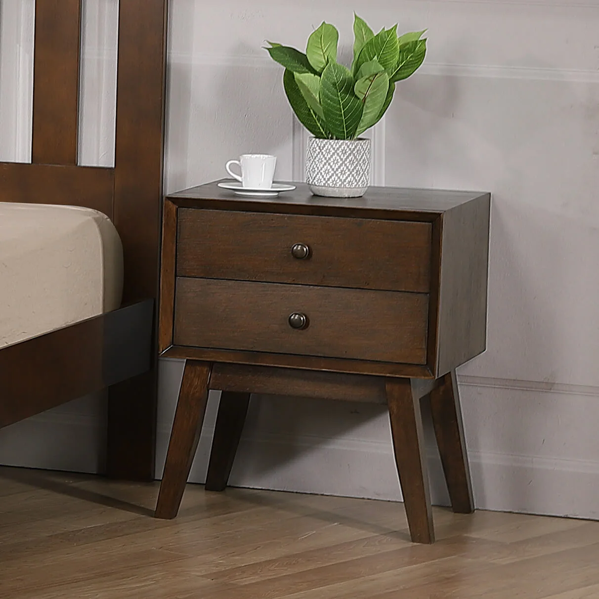 Kent 2 Drawer Bedside Solid Hardwood Rustic Oak