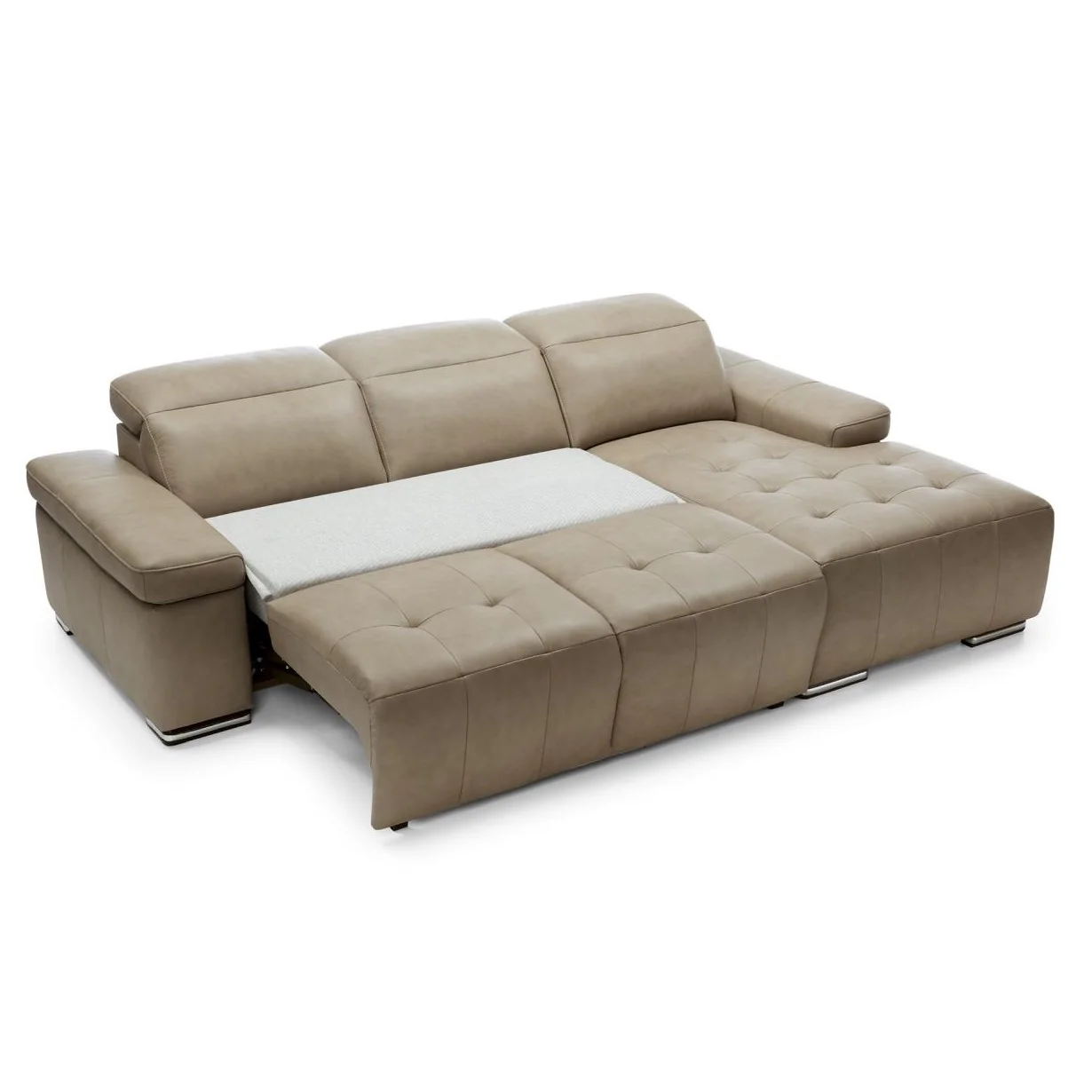 Domo Luxury Leather Chaise Sofa Bed With Storage - Choice Of Leathers
