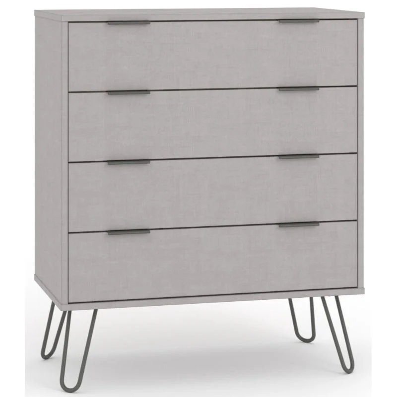 Augusta Grey 4 Drawer Chest with Hairpin Legs