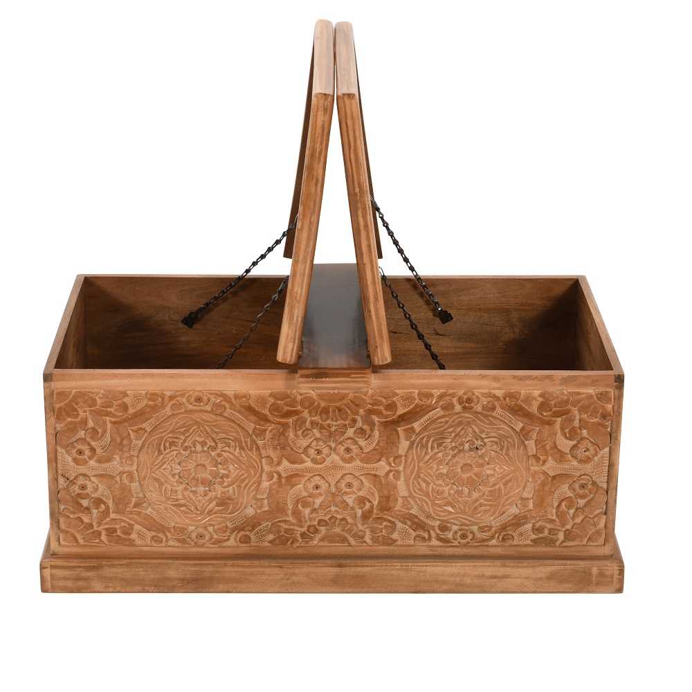 Carved Mango Wood Storage Chest - Blanket Box