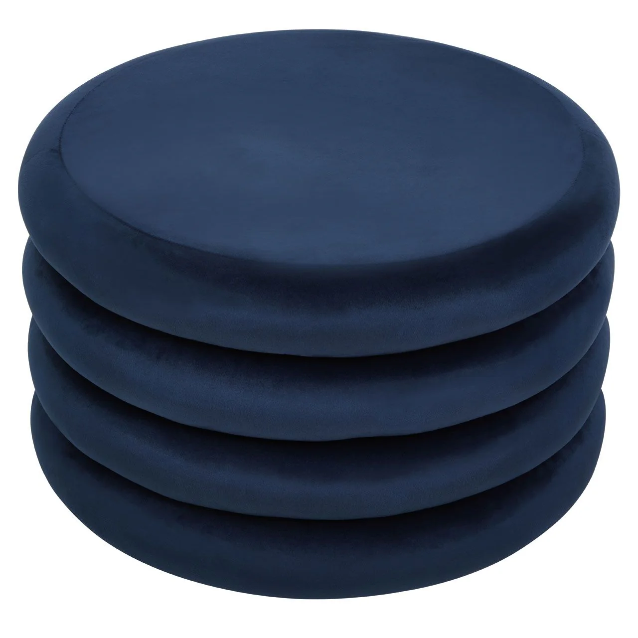 Ford Round Midnight Blue Velvet Ottoman Stool