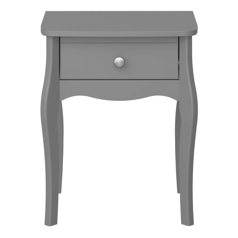 Baroque 1 Drawer Bedside Table - Grey Painted Finish