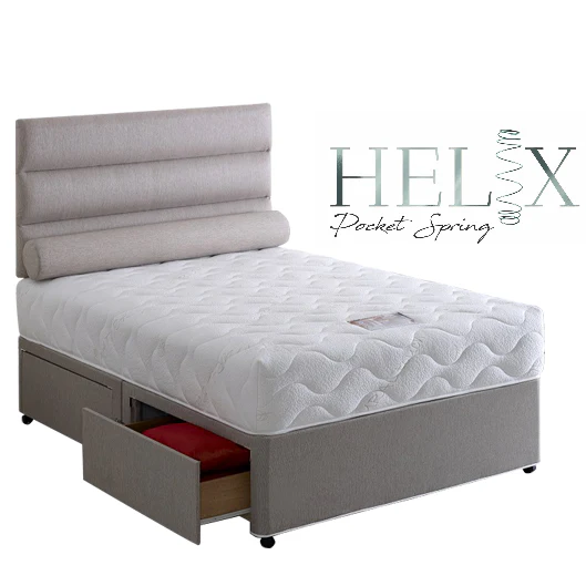 Helix Harmony 1000 Pocket Spring Encapsulated Tencel Divan Bed Set - Inc Headboard