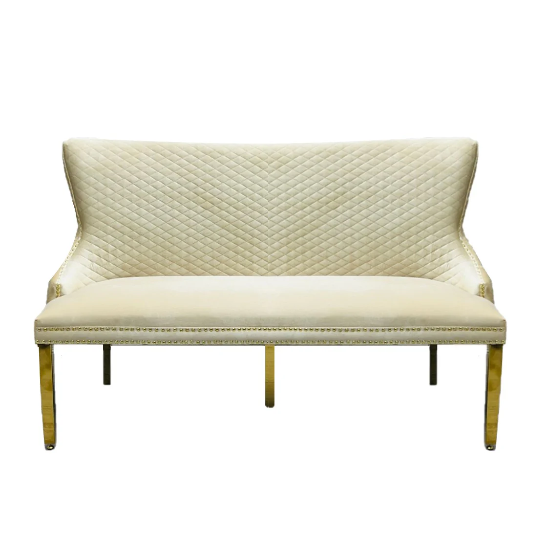 Victoria Cream & Gold Luxury Dining Bench - 160cm