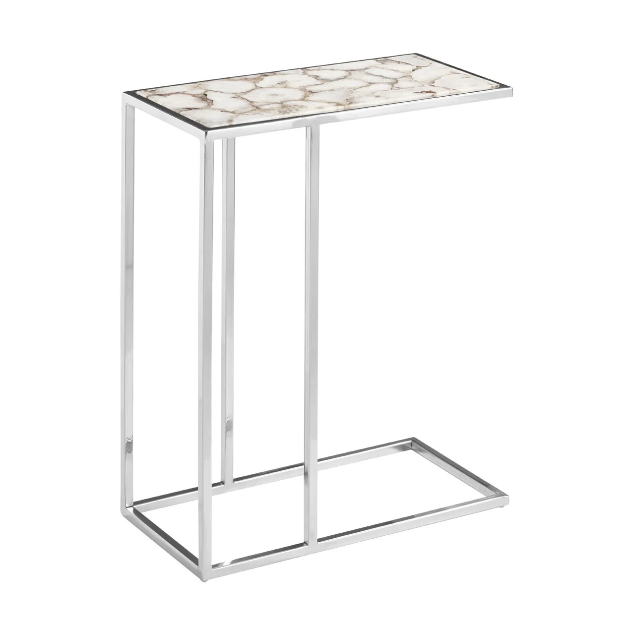 Vita White & Silver Agate Side Table