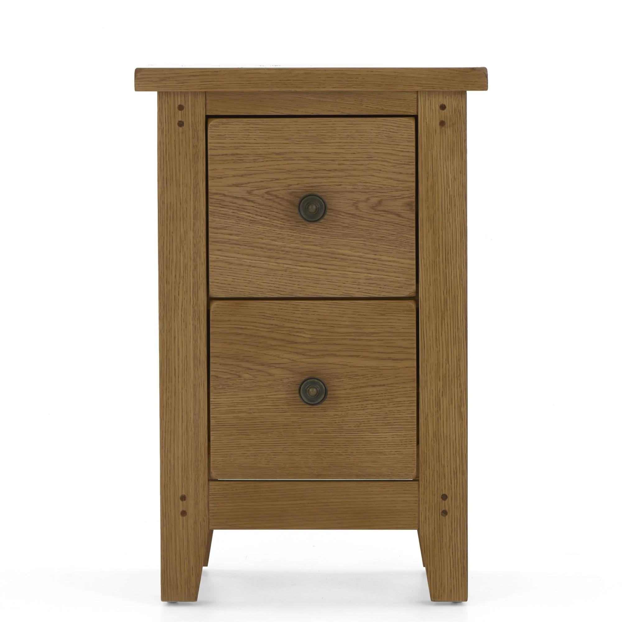 Barnham Oak 2 Drawer Narrow Bedside Table