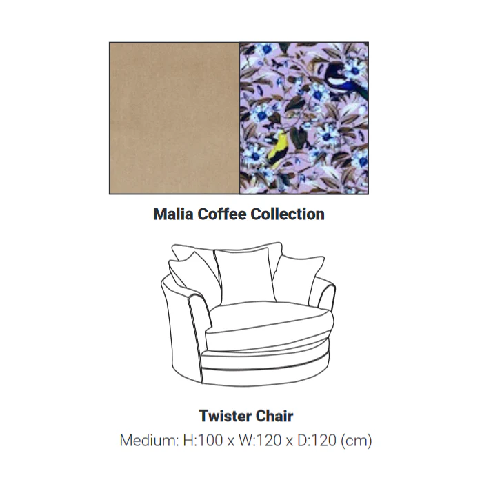 Rene Collection Fabric Swivel Chair - Available In A Choice Of Fabrics