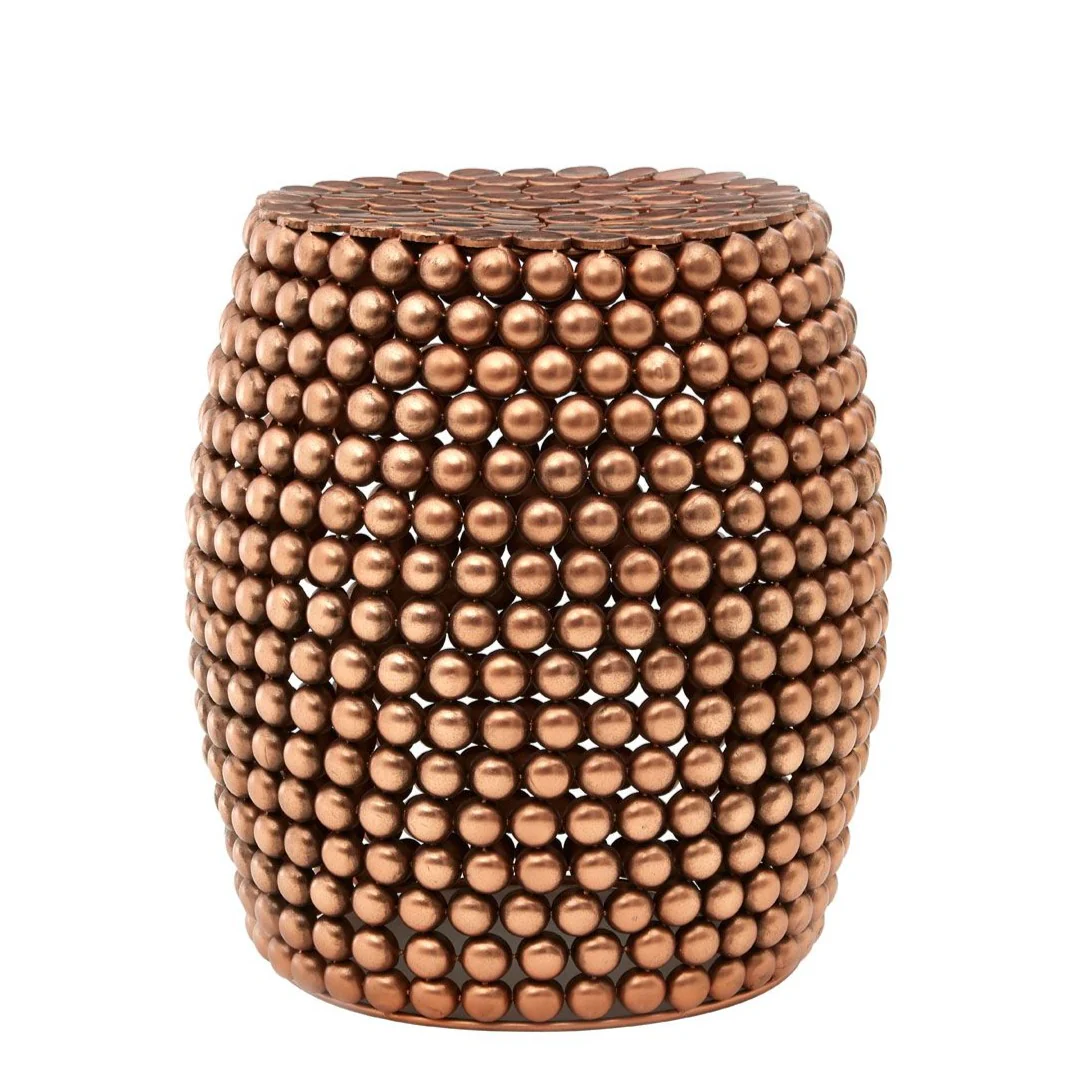 Templar Copper Beaded Barrel Side Table