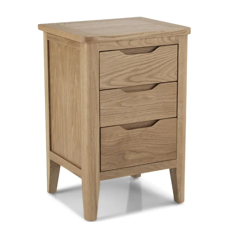 Harkuta Solid Oak 3 Drawer Bedside Cabinet