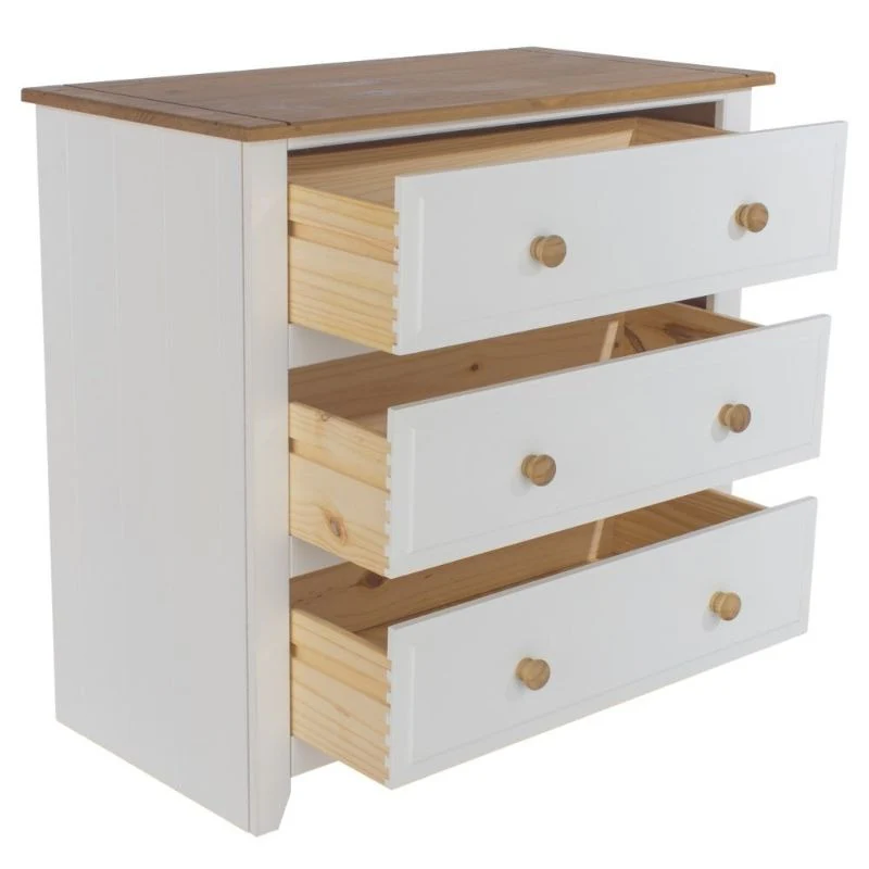 Capri Solid Pine & White Painted 3 Drawer Chest