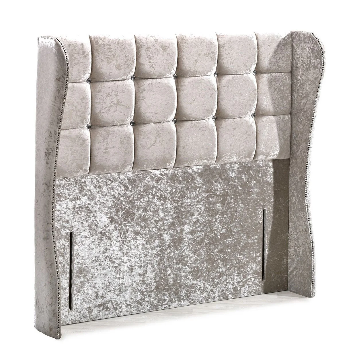 Winged Buttoned Floor Standing Full Headboard - Choice Of Fabrics & Sizes