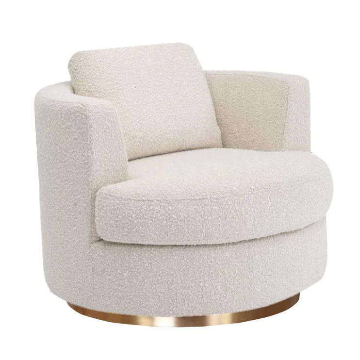 Bond Bouclé Fabric Swivel Chair - Chrome Or Gold Base