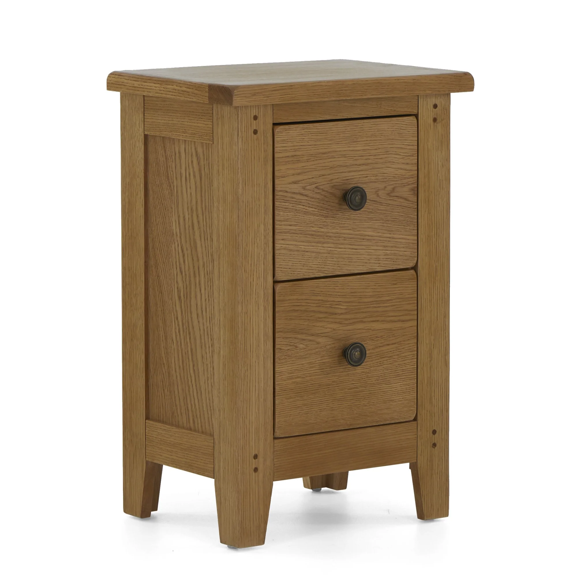 Barnham Oak 2 Drawer Narrow Bedside Table