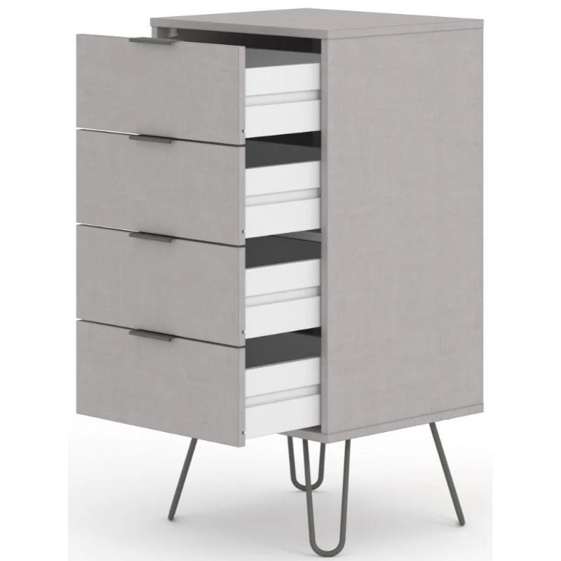 Augusta Grey 4 Drawer Narrow Chest with Hairpin Legs