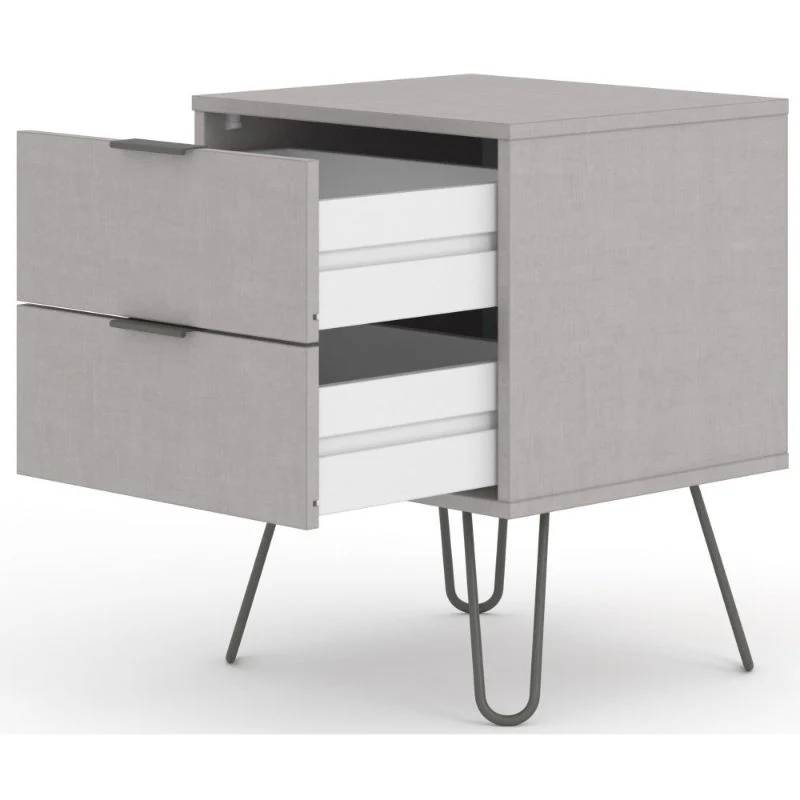 Augusta Grey Bedside Cabinet with Hairpin Legs