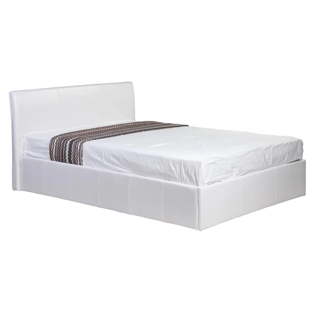 Fusion Small Double 4ft Storage Bed - White Faux Leather
