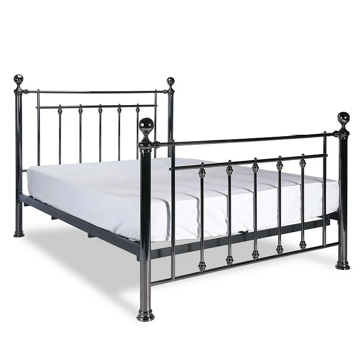 Lenny 4'6 Double Bed - Black Chrome