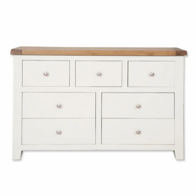 St.Ives White Painted & Oak 7 Drawer Wide Chest