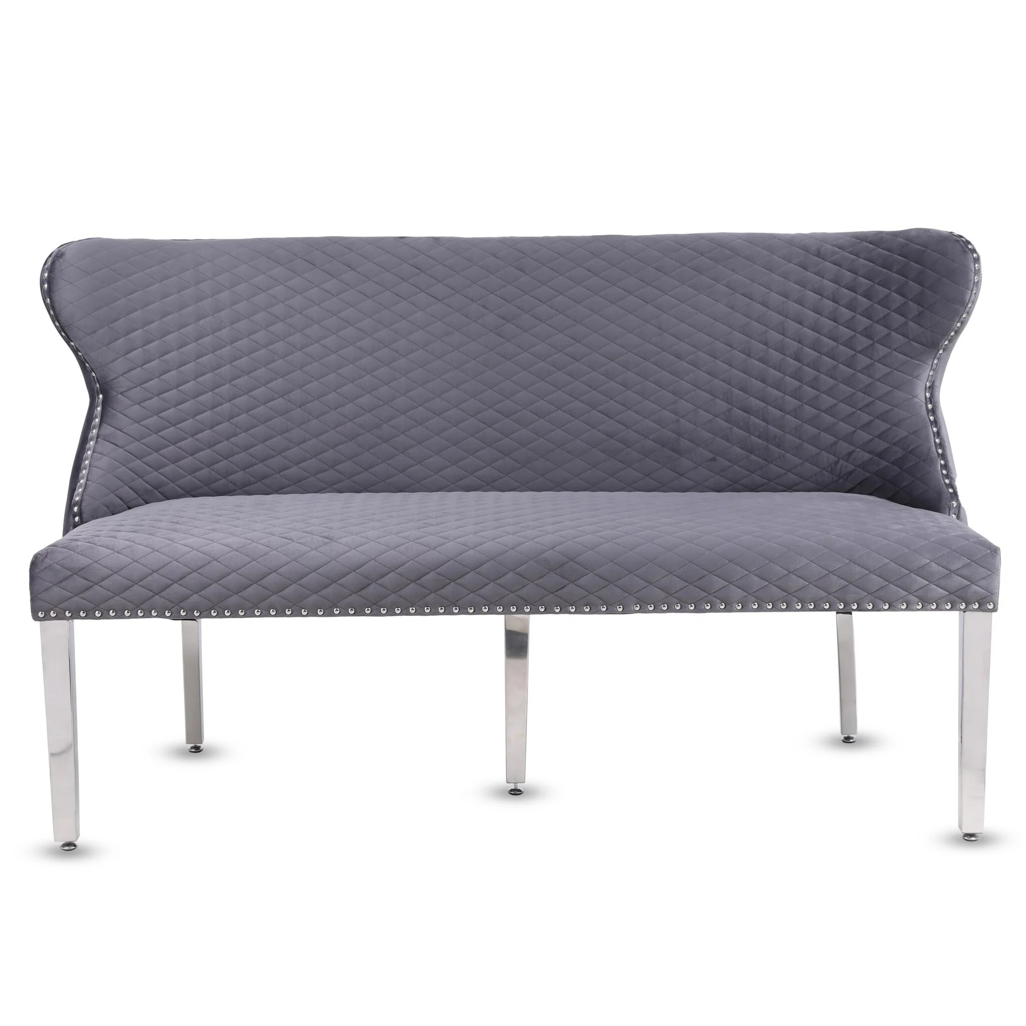 Valentino Grey Velvet Button Back Bench