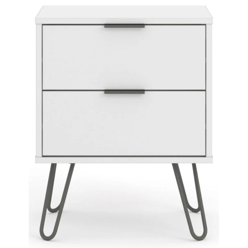 Augusta White Bedside Cabinet with Hairpin Legs