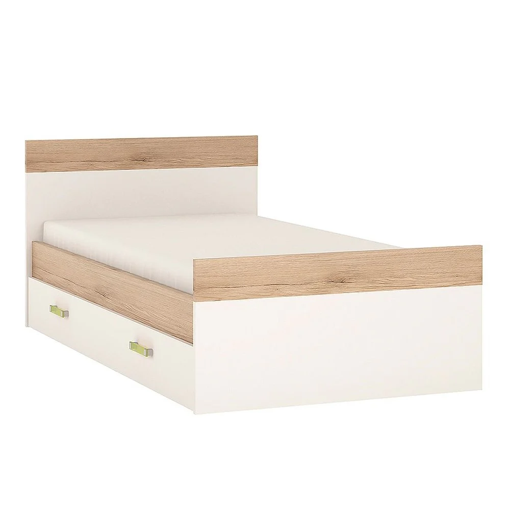 4KIDS Single Bed Including Under Drawer with Lemon Handles
