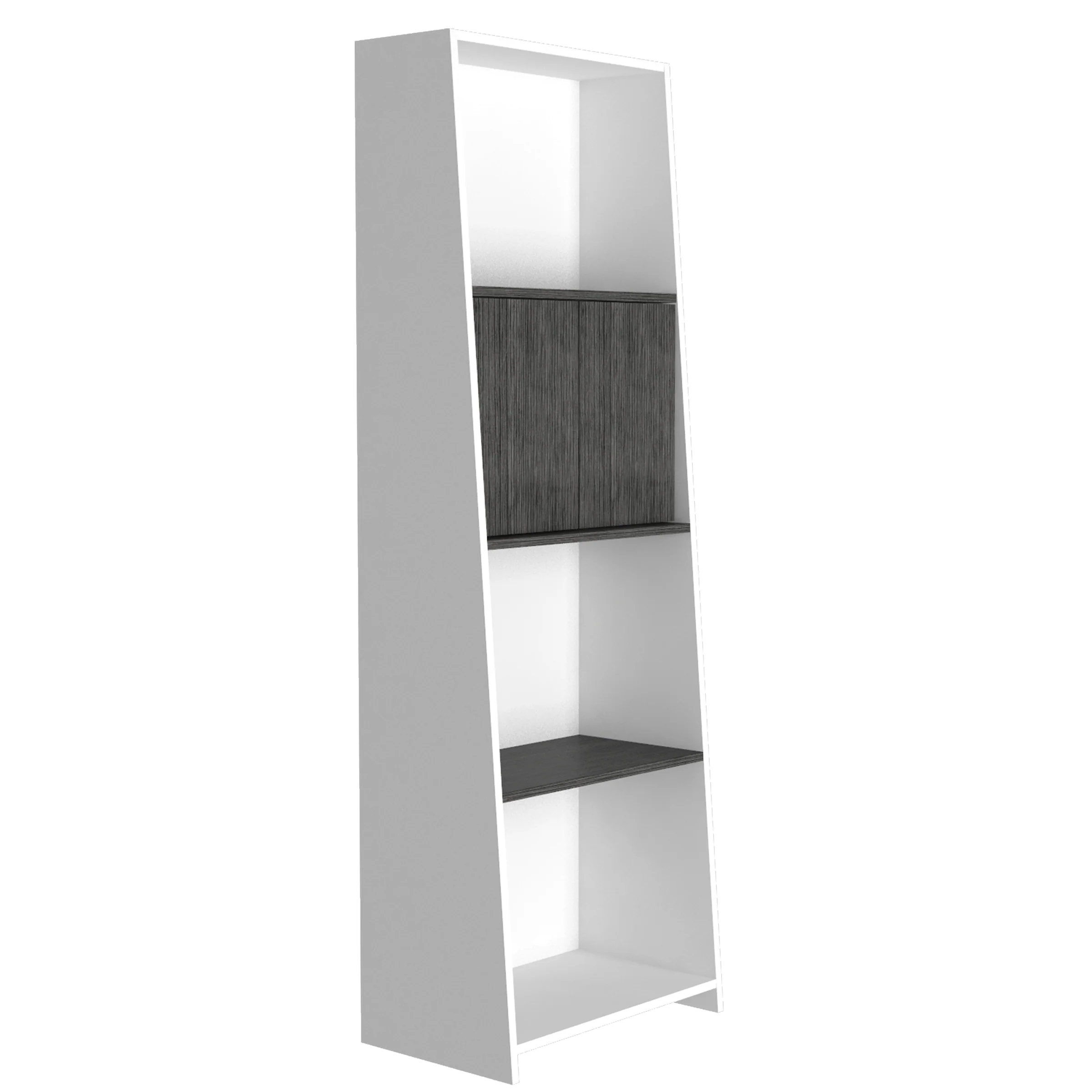 Detroit White & Carbon Grey Oak Woodgrain Bookcase With Doors