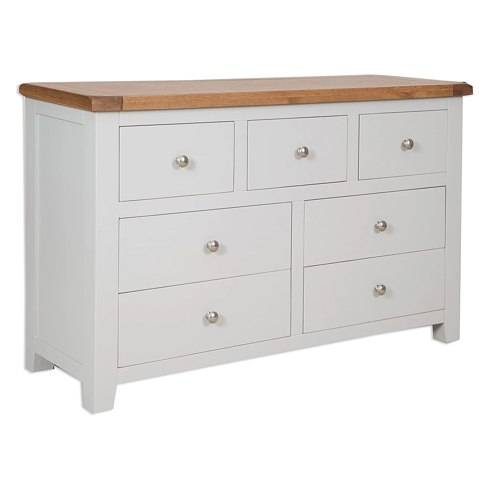 St.Ives French Grey & Oak 7 Drawer Wide Chest