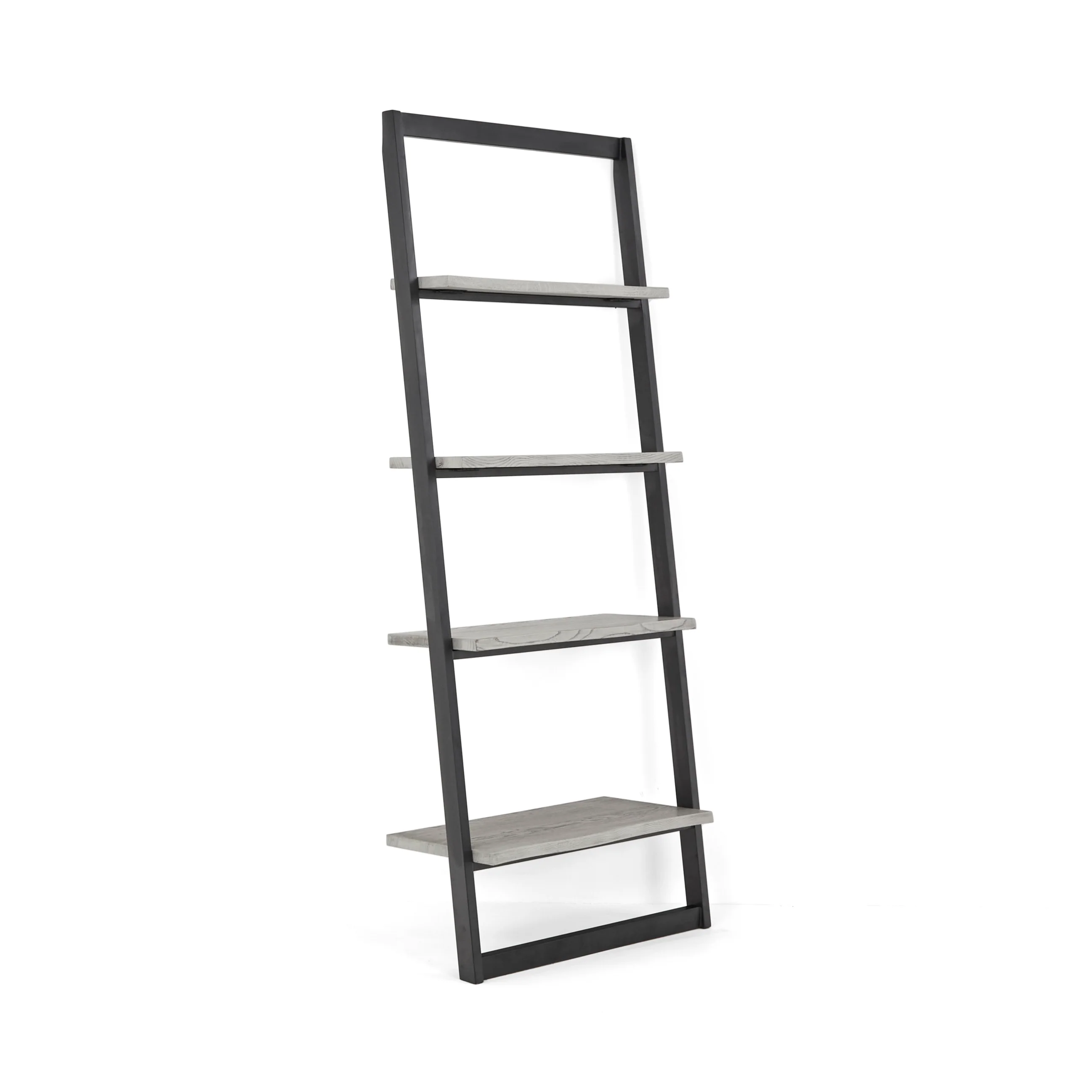 Dalston Grey Oak Bookcase, 185cm Tall Ladder Bookshelf with 5 Shelves