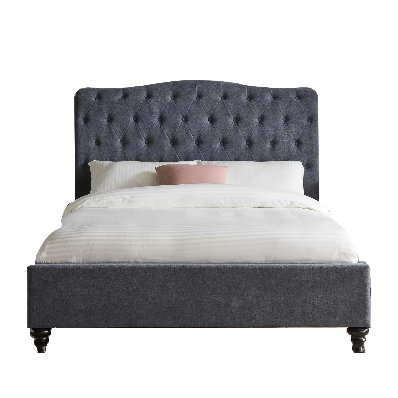 Rosa 4'6 Double Bed - Dark Grey