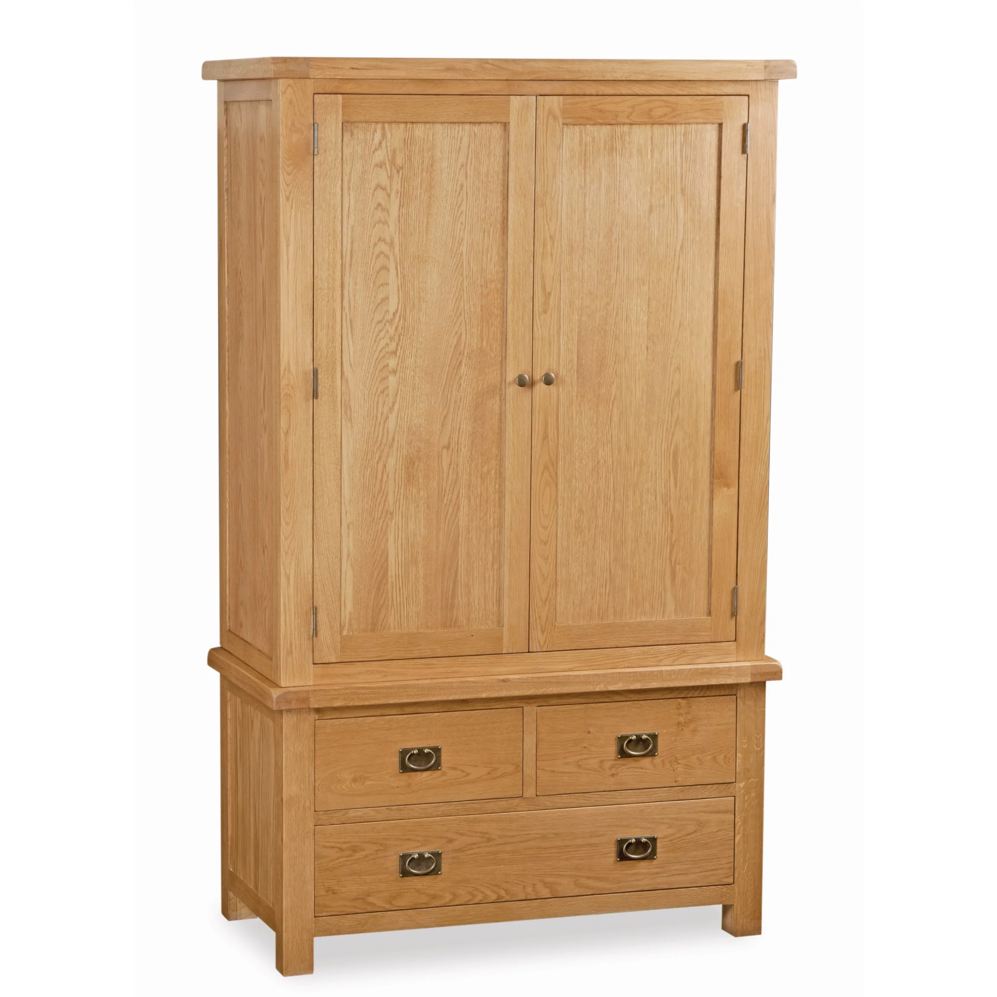Sailsbury Solid Oak Gents Wardrobe 3 Doors & 3 Bottom Storage Drawers