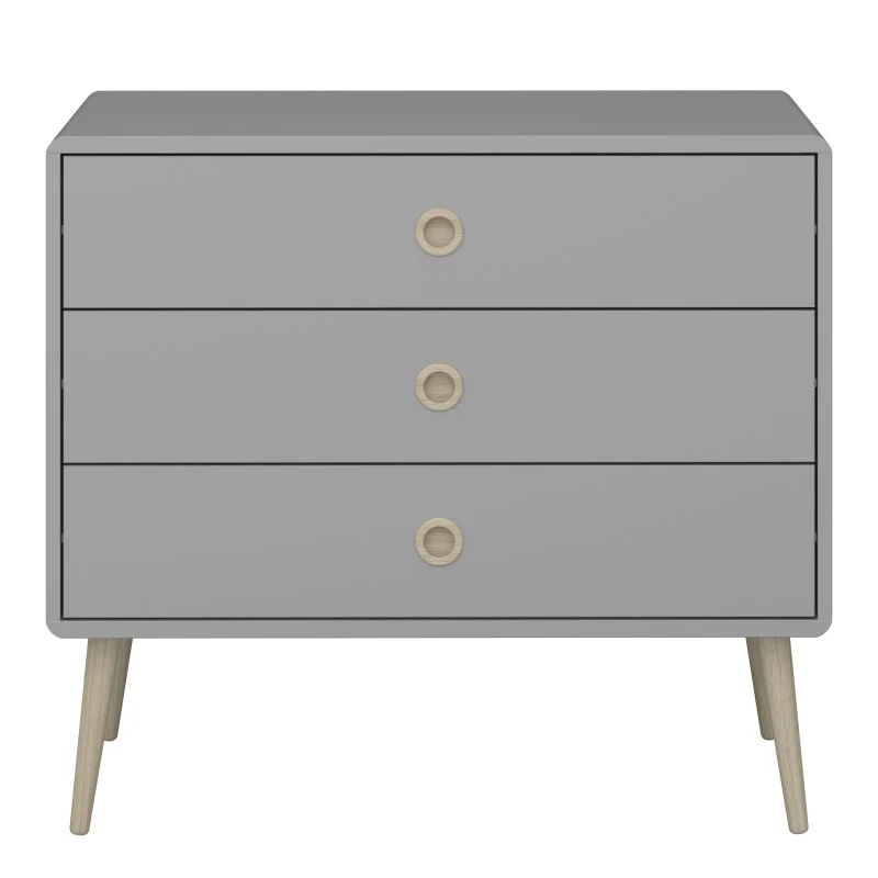 Softline 3 Drawer Wide Chest Of Drawers - Grey