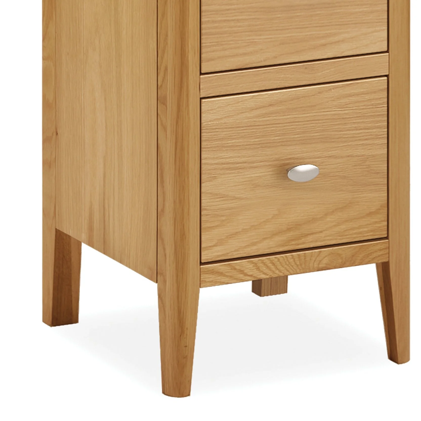 Bath Oak Narrow Bedside Cabinet - 35cm with 2 Drawers