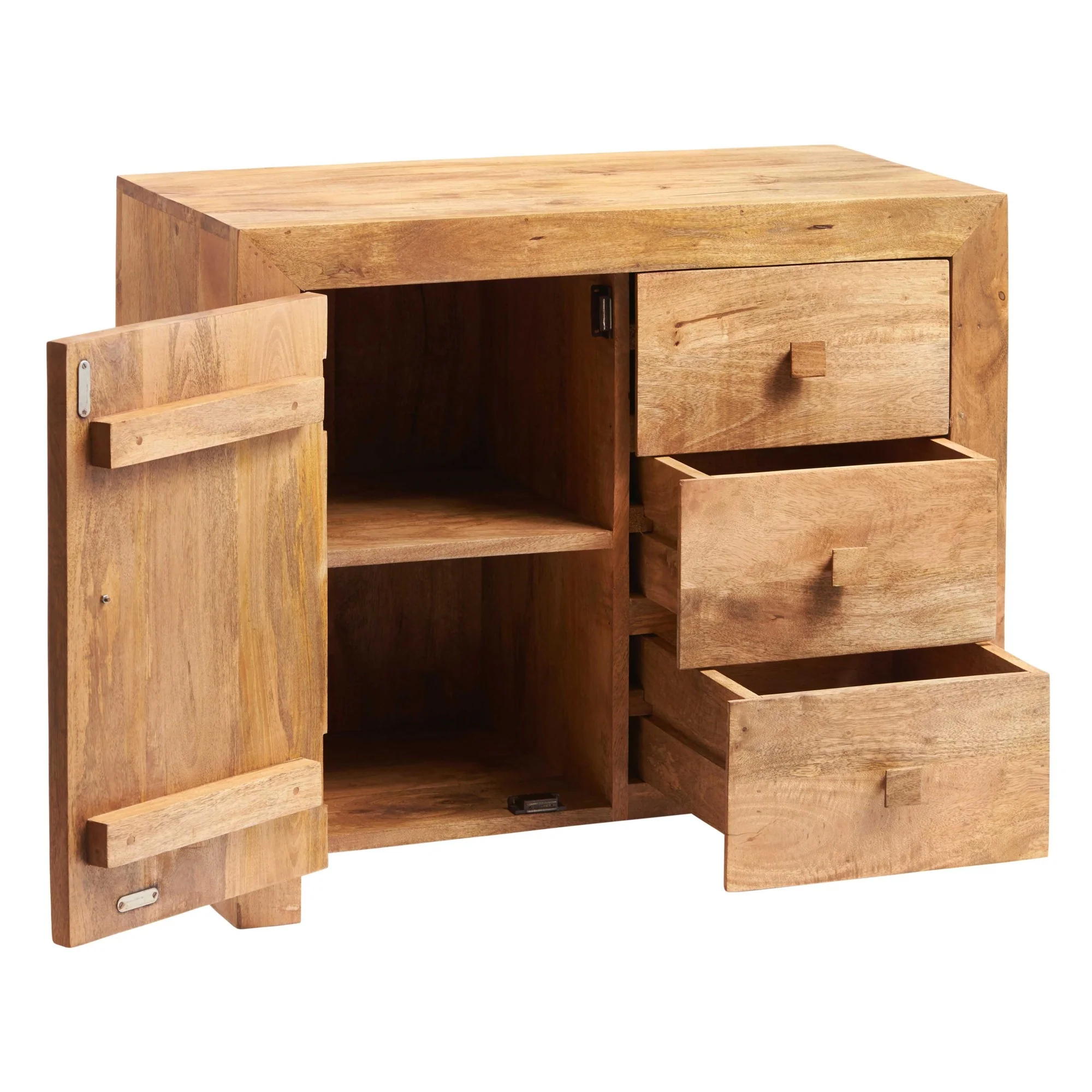 Maya Light Mango Wood 1 Door 3 Drawer Sidebaord