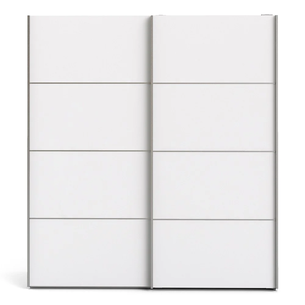 Verona Sliding Wardrobe 180cm in White with White Doors & 2 Shelves
