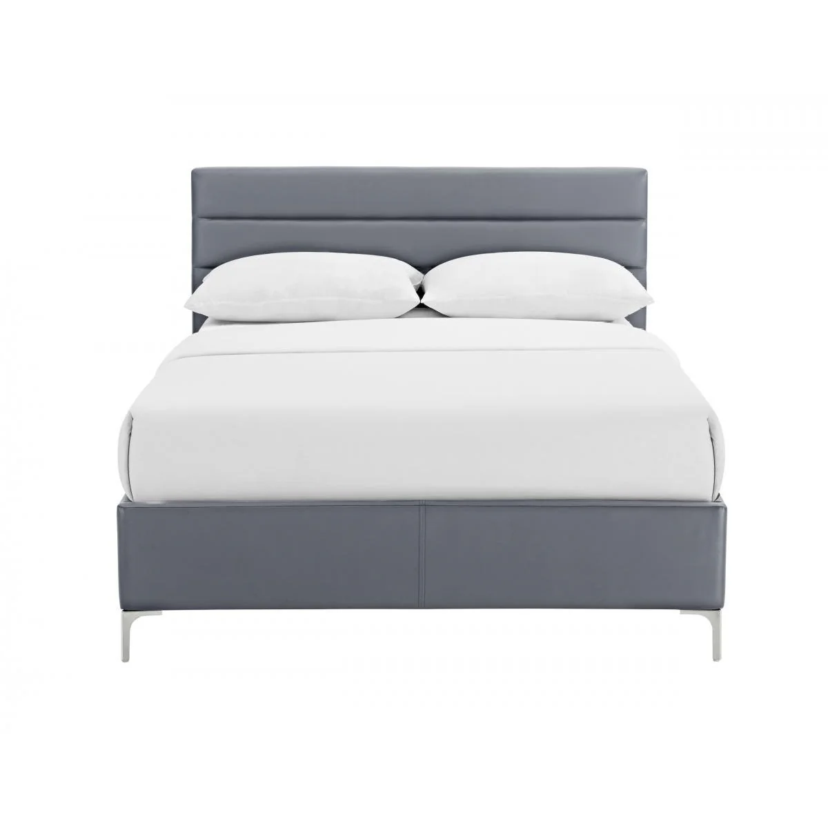 Grey Faux Leather 5' King Size Bed