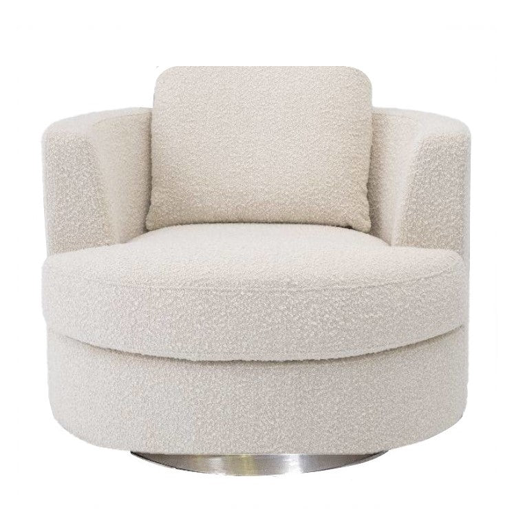 Bond Bouclé Fabric Swivel Chair - Chrome Or Gold Base