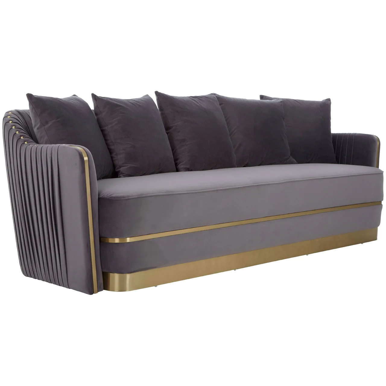 Shea 3 Seat Pleated Back Velvet Sofa
