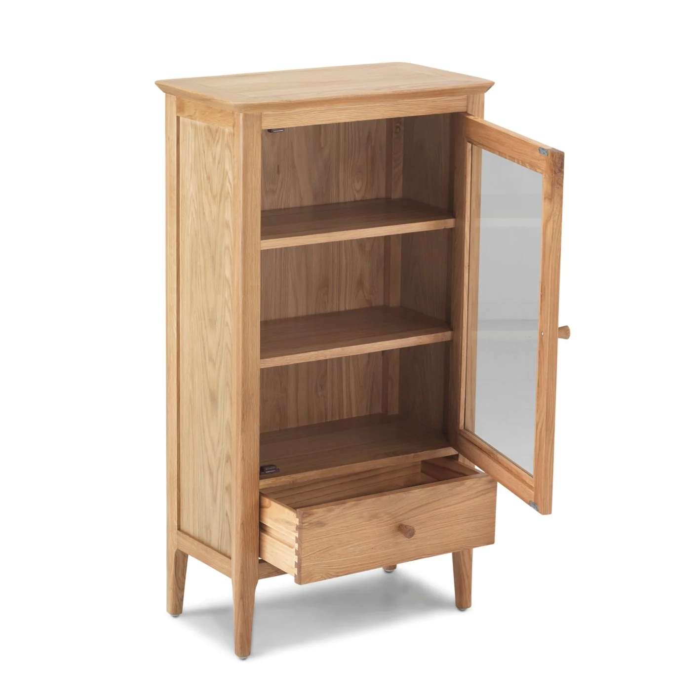 Berkley Nordic Oak Glazed Door 1 Drawer Storage Cabinet