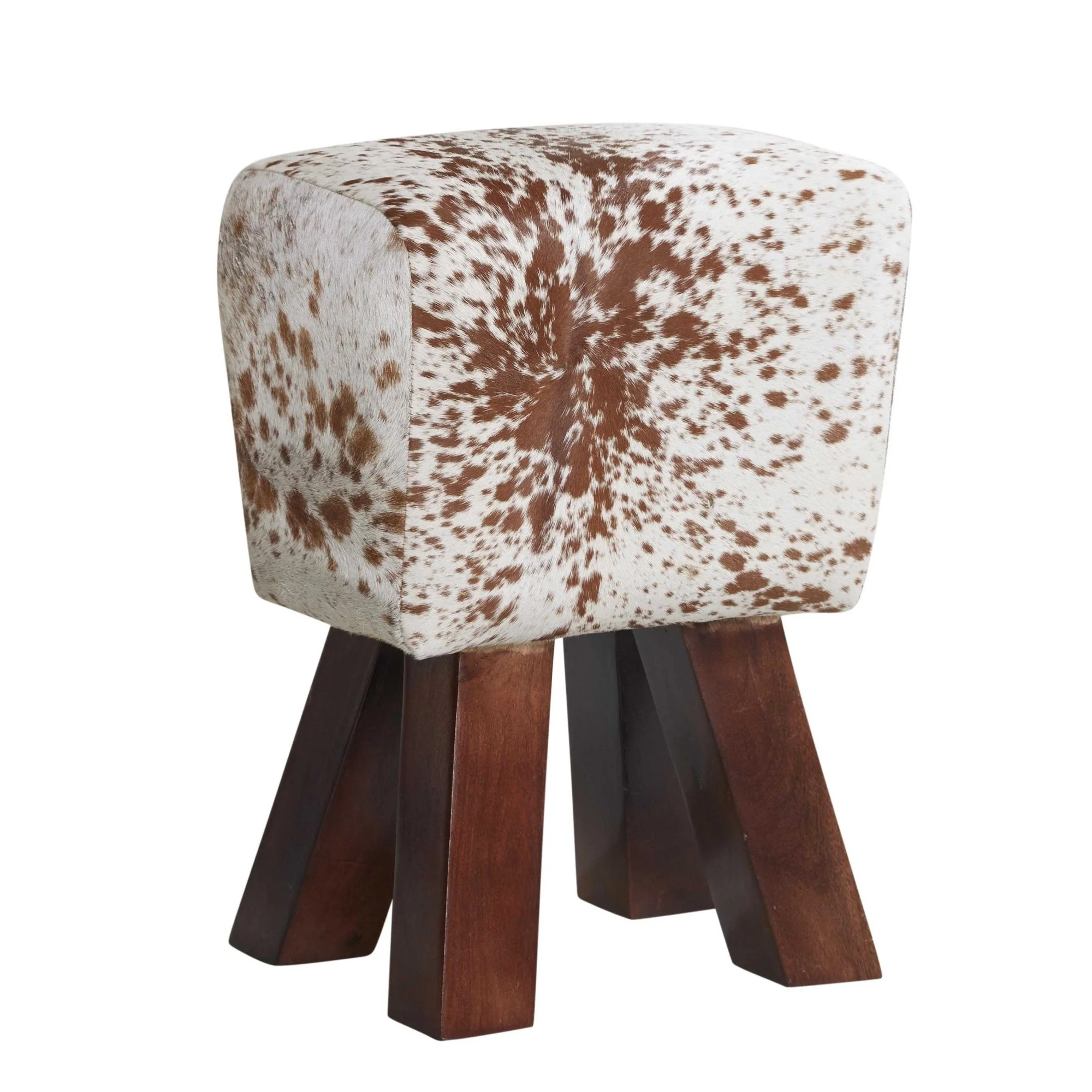 Cow Hide Natural Upholstered Stool