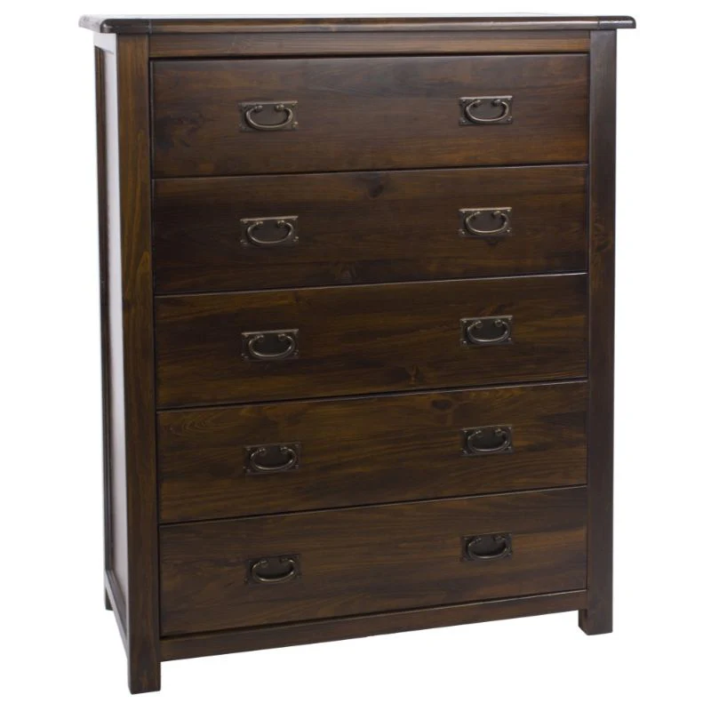 Boston Dark Wood 5 Drawer Chest