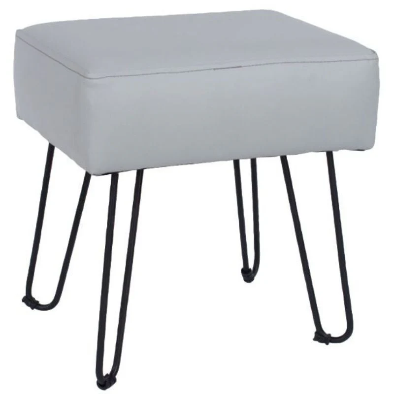 Aspen Grey Faux Leather Stool with Hairpin Legs