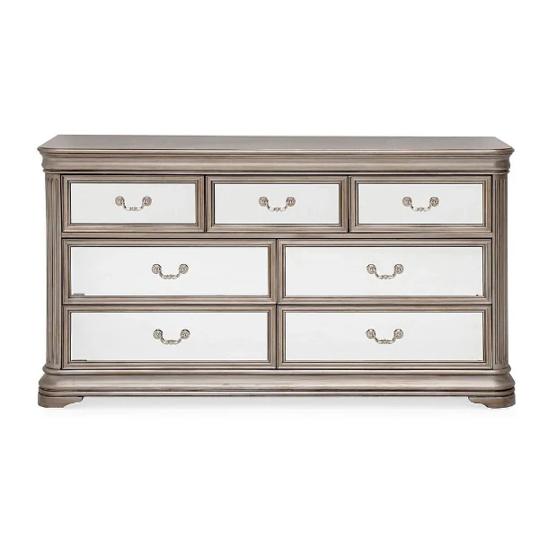 Jessica Champagne Mirrored 3+4 Drawer Dressing Chest
