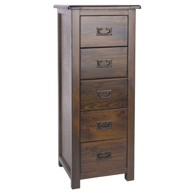 Boston Dark Wood 5 Drawer Narrow Chest